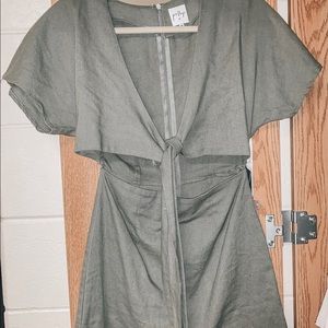 cute green tie front dress